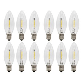 Creative Hobbies 12-Pack LED Replacement Light Bulbs for Electric Candle Lamps, Window Candles, Chandeliers - 7 Watt Equivalent Candelabra, Clear, Steady Burning, 120v 7w Bulb