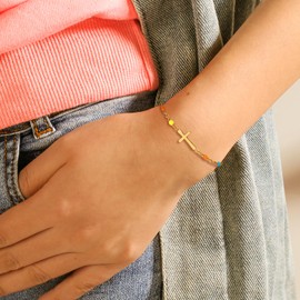 Christian Gifts for Women, Valentines Day Gifts Religious Cross Bracelet for Women/Her Faith, Inspirational Birthday Gifts for Friends/Sister/Mom/Grandma, Christian Jewelry for Women with Bible Verse,