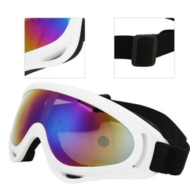 VGEBY Rüzgar Geçirmez Kayak Gözlükleri, Yetişkinler Için Unisex Gözlükler Çocuk Motosiklet Sürme Doğa Sporları Bisiklete Binme (beyaz çerçeve renkli film)