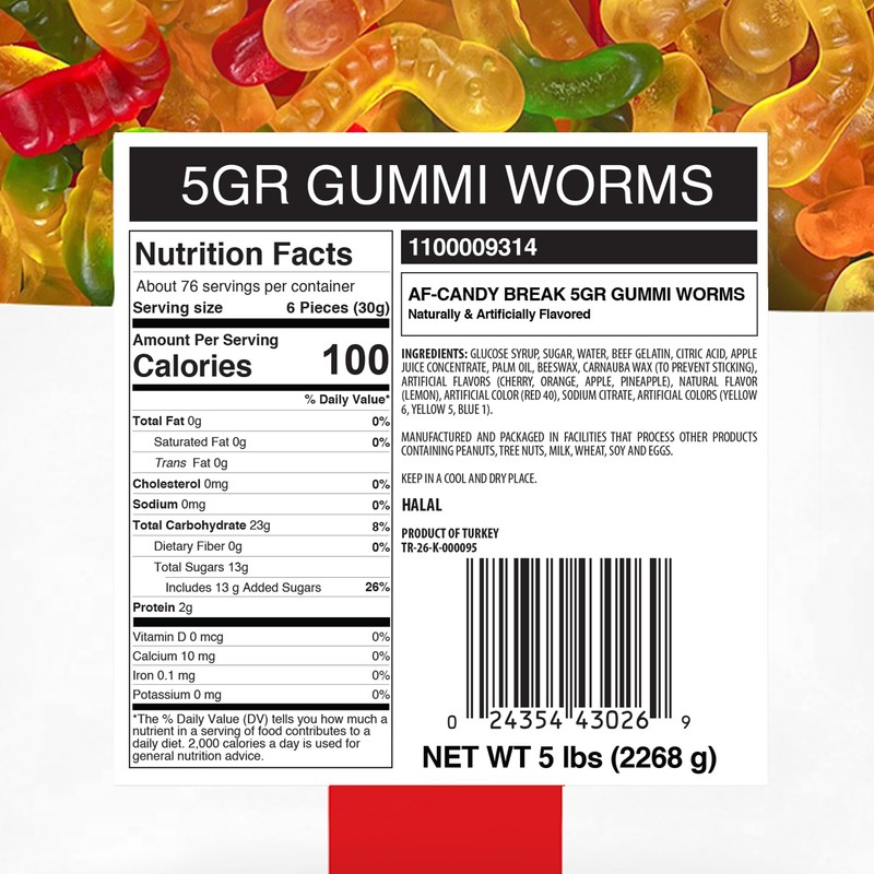 Candy Break Fruity & Sweet Gummy Worms, Gummy Candies with
