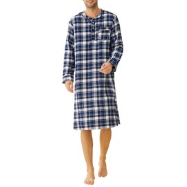Latuza - Camisa de dormir de franela de algodón para hombre, Azul, Small