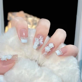 Turkalla Nail Tips, For Hands, 24 Pieces, 12 Different Sizes, 3D 3D Sensation, Heart, Mermaid, Easy to Apply, Reusable, False Nails, Gel Nails, Nail Seals, Hand Nail Art, Nail Parts, Stylish, Popular Design, Beginners, Coming of Age Ceremonies, Weddings, Receptions