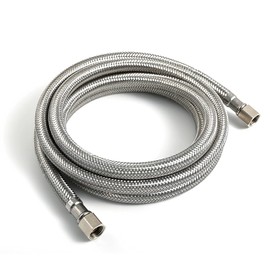 Refrigerator Water Line - 2 FT Premium Stainless Steel Braided Ice Maker Water Hose, Food grade PEX Inner Tube Fridge Water Line with 1/4" Fittings for Refrigerator Ice Maker
