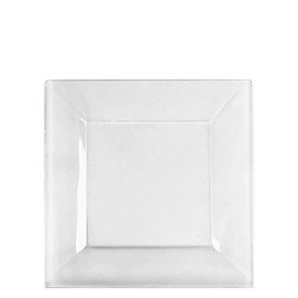EcoQuality 8" inch Clear Square Plastic Plates - Disposable China Like Party Plates, Heavy Duty Salad Plates, Dessert Plate, Dinners, Dessert, Wedding, Serveware, Catering (80)