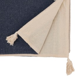 Saro Lifestyle Whipstitched Border Design Table Runner, Navy Blue, 16"x72"