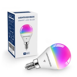 Lightinginside G16.5 Smart Light Bulbs 50W Equivalent, WiFi E12 Candelabra LED Light Bulb Compatible with Alexa/Google Assistant, Ceiling Fan Bulb 5W 550LM, 84+CRI, 2.4G WiFi, ETL Listed, 1 Pack