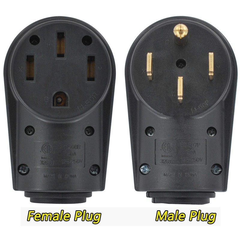50 Amp Female 6-50P Plug & 6-50R Receptacle Set for