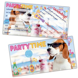 Set of 12 Party Dog Invitation Cards – Funny Premium Invitation for Children's Birthday or Party for Boys Girls and Adults by BREITENWERK