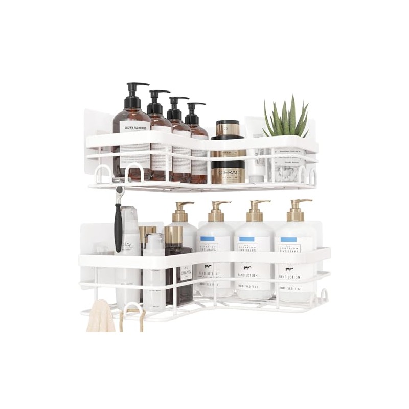 Sakugi Corner Shower Caddy - 2 Pack, Adhesive Shower Organizers,