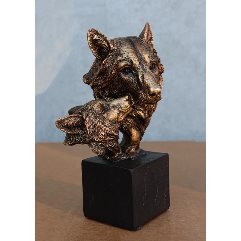 Ebros Gift Faux Bronze Resin Rustic Wildlife Animal Family Head