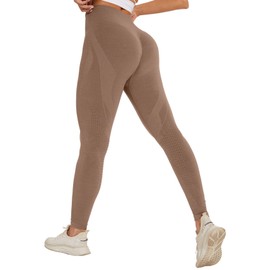 SEASUM Scrunch Butt Lifting Leggings for Women Seamless Workout Back Butt High Waisted Tummy Control Gym Yoga Pants Mocha M