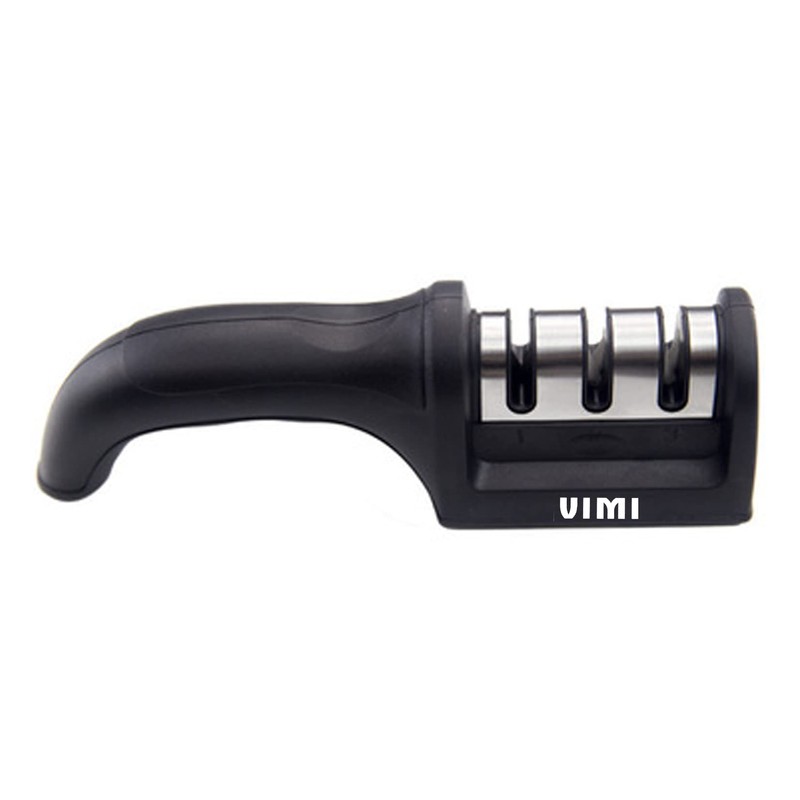 Afilador Cuchillos Cocina Ergonomico Tijeras 3 Etapas Manual (Negro)