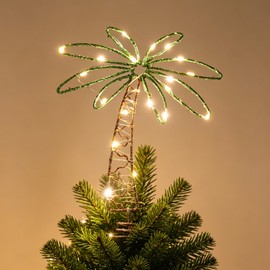 12" Metal Palm Coconut Summer Tree Topper Decor with LED Lights