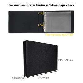 Baculyri Check Binder for End-Stub Deskbook Checks, 3 per Page Business Checks, Executive Binders, 3 Rings Design, 9" x11 1/4", Vegan Leather