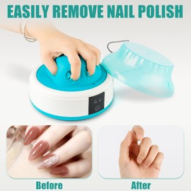 Electric Nail Polish Remover Machine, Soaking Bowl acetone proof, Acrylic Nail Remover Kit, Dip Remover for Nails, Heating Cleaner for Nail Gel (Blue)