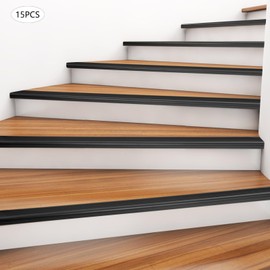15PCS Stair Edge Protector, 36" x 2" x 1" Anti-Slip Stair Corner Trim Strips, Waterproof Self-Adhesive Stair Tread Stair Nose Molding (Black)