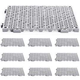 Baderke 10 Pcs Interlocking Bar Service Mat 12 x 12 x 0.6 Inch Gray Rubber Dish Drying Mat for Countertop Restaurant Commercial Anti Spill Washable Flexible Glassware Bartender Shelf Stain Protection