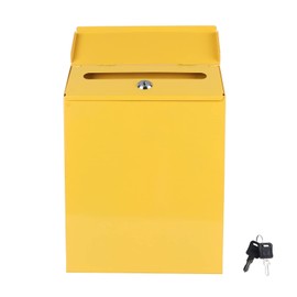 Rustic Metal Mailbox Suggestion Box Locking Mailbox, Ballot Box Wall Mount Complaint Box Comment Box Ticket Box Drop Box Letter Box Secure Case For Donation Collection Mail Yellow