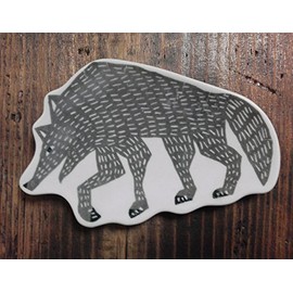 Kurashiki Design Planning Room kata Stamp Hand Bean Dish (Wolf / Gray)