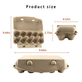 Egg Box Egg Boxes Pack of 10 Cardboard Pack of 10 Egg Boxes Unprinted Egg Cardboard with Lid for 10 Eggs Each (Brown)
