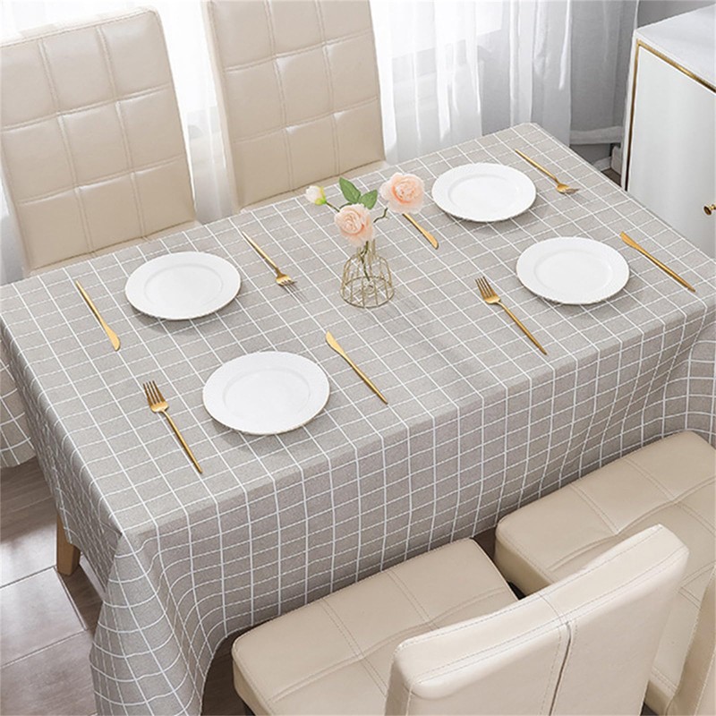 2pcs 137*180cm Plastic Tablecloths Waterproof Grey Checkered PVC Table Cloth