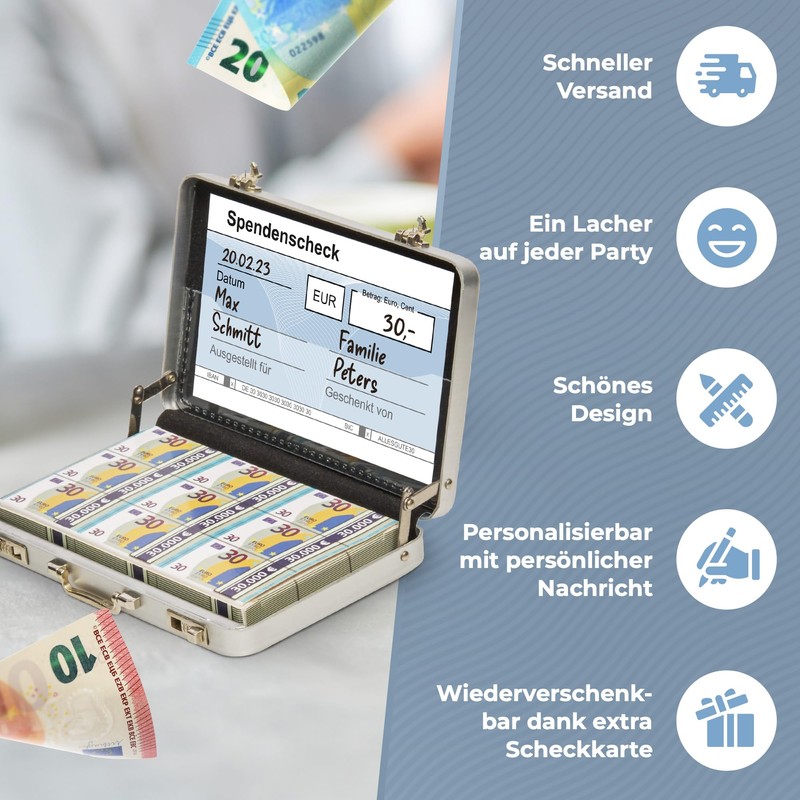 Darlena Money Case Money Gift, silver, 30th birthday