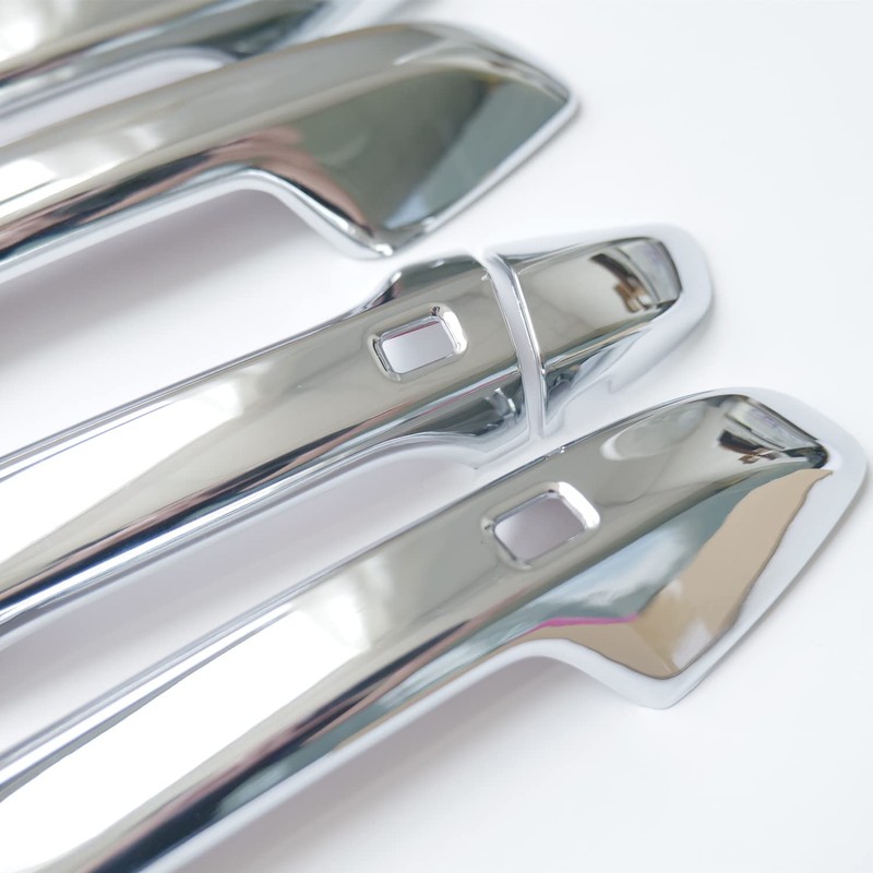CYAuto Carbon Fiber Chrome Exterior Door Handle Cover Trims for