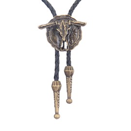 Mens Bolo Tie Western Ties Cowboy Necktie Leather Bolo Cowboy Tie Gold Bolo Tie Costume Cow Tie Western Necklace for Men Women