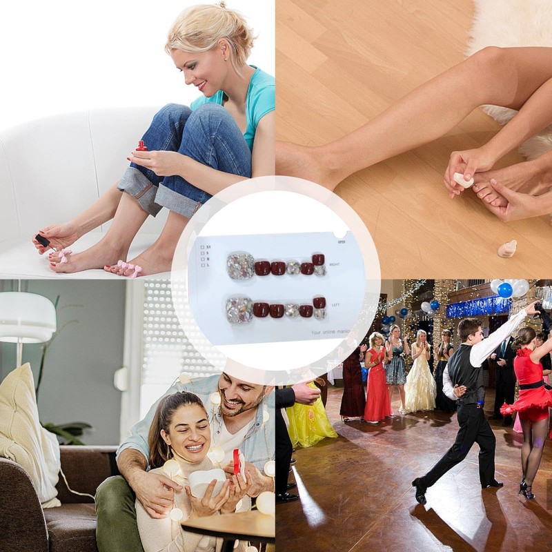 Toenails Glitter | Glitter Toe Nails,Glossy Fake Toe Nails, Sparkling