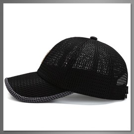 Buzz Selection CAP255 Mesh, Lightweight, Quick Drying, Cap, Hat, Golf, Logo, Running, Sports, Men's, Women's,, Black