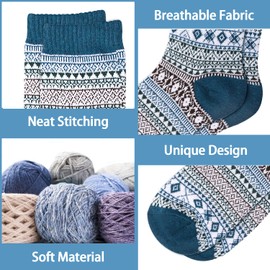 ICEIVY Socks Women, Soft Knit Wool Winter Thick Warm Cabin Fuzzy Crew Women Socks 5 Pack (Multicolor-5)