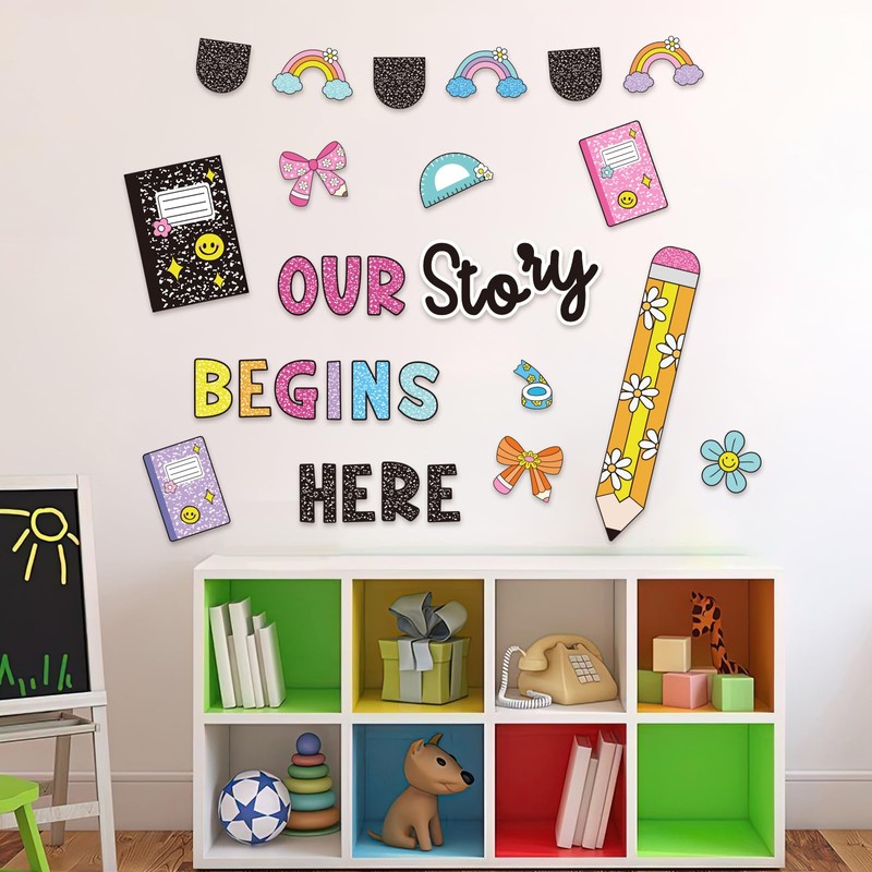 Classroom Door Cover Decoration Sticker, Our Story Begins Here Window