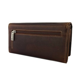 BUFFALO HILL 2752 Long Classic Genuine Leather Women's Wallet with RFID Protection, Large Wallet with Coin Compartment, 10 Compartments, Wallet for Women, Brown, brown, Classic