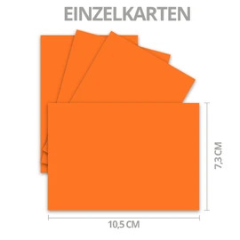 Set of 25 Cards with Envelopes, Set of Single Cards, DIN A7, 10.5 x 7.3 cm, Orange with Envelopes, C7 Wet Seal, Ideal Gift Tags