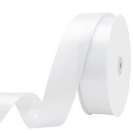Maclemon 1-1/2 inch Wide 100 Yards Double Face White Satin Ribbon White Fabric Ribbon for Gift Wrapping Very Suitable for Weddings Decoration Bouquet Balloons Arts Craft Sewing Hair Bow Invitation