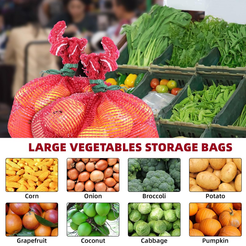 SynHHergyx 50Pcs Extra Large Mesh Produce Bags, 60 lbs Onion