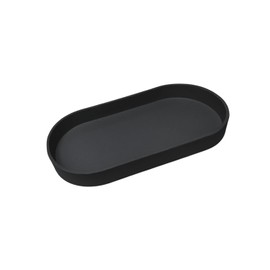 VCREATC Black Small Tray (11.8 inch), Oval Tray for Kitchen Counter, Bathtub Bathroom Vanity Items, Countertop Organizer, Coffee Accessory, Bar, Serving Seasoning, Salt and Pepper, Soap, Perfume.