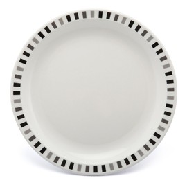 Harfield Black & Grey Stripes 23cm Patterned Plate - Pack of 4 - Reusable Virtualy Unbreakable Polycarbonate Plastic Dishwasher Safe Children's Plates