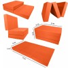 Danfuton Twin Orange Trifold Foam Bed, Shikibuton, Portable Ottoman Mat