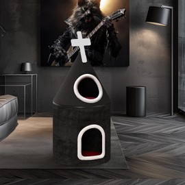 NUNU LAB 34'' H Gothic Cat Tree，Double Decker Cat Condo, Cat House