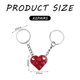 CQQNIU 2 Pairs Of Building Block Keychains, Heart-Shaped Keychains, Creative Pendant Keychains, Diy Pendants, Small Gift Decorations For Couples