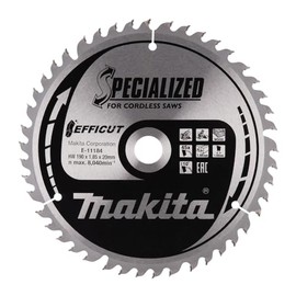 Makita E-11184 EFFICUT Circular Saw Blade Diameter 190 x 1.85 x 20 mm, 45 Teeth, 10° Tooth Angle, for Clean and Fast Cutting in Wood, for Cordless Cap and Mitre Saws