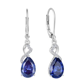 FJ Teardrop Dangle Earrings for Women 925 Sterling Silver Tanzanite Drop Earrings Pear Leverback Earrings December Birthstone Jewellery Gifts for Her