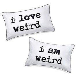 DasyFly I Love Weird and I am Weird Couples Pillowcase,Romantic Gifts for Her for Christmas Valentines Day Wedding Engagement 2 Year Anniversary,Unique His and Hers Couple Gifts for Him and Her