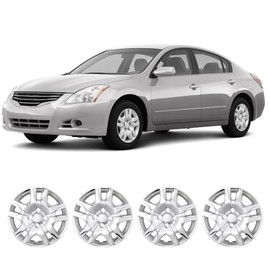 Winjet 16" Chrome Hubcaps for 2007-2012 Nissan Sentra Wheel Rim Covers, [Only Fit Iron Hub & Steel Wheel] Heavy Duty ABS+PC Material, Install Using Original Screws (16 Inch Set of 4, Chrome)