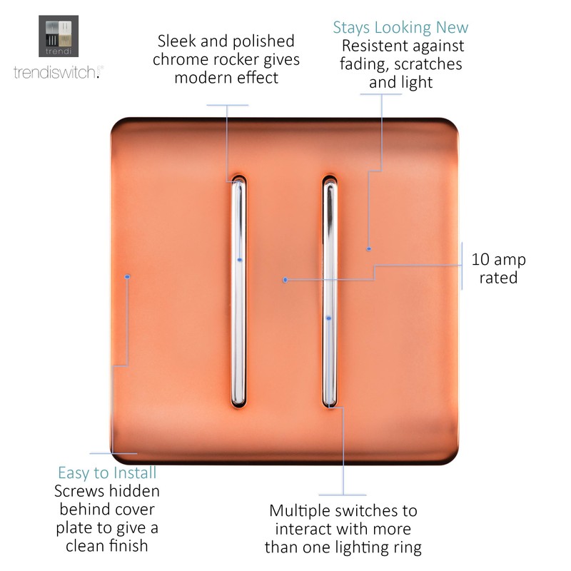 Trendi 2 Gang 2 Way Artistic Modern Glossy 10 Amp