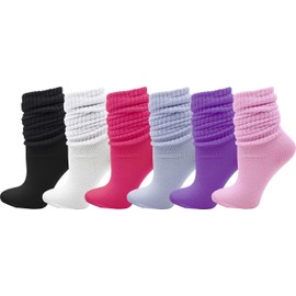 Winterlace 6 Pairs Slouch Socks for Women, Soft Extra Long Scrunch Knee High Sock, Bulk Pack, Assorted #3, One Size