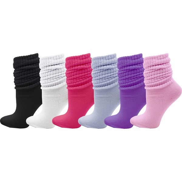 Winterlace 6 Pairs Slouch Socks for Women, Soft Extra Long