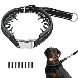 Libbipaw Prong Collar for Large Dogs – Heavy Duty Martingale No Pull Dog Collar with Stainless Spikes & Reflective Strips, Pitbull/Doberman Training Control for Parks, Streets