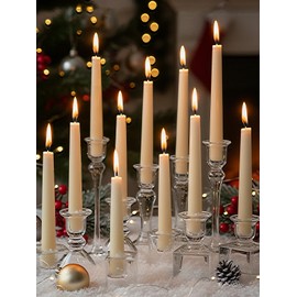 24 Pack Beeswax Taper Candles White, 7inch Beeswax Candles for Prayer Meditation, 7 Hours Burning Bees Wax Candle for Home, Natural Tapered Candle Smokeless and Dripless